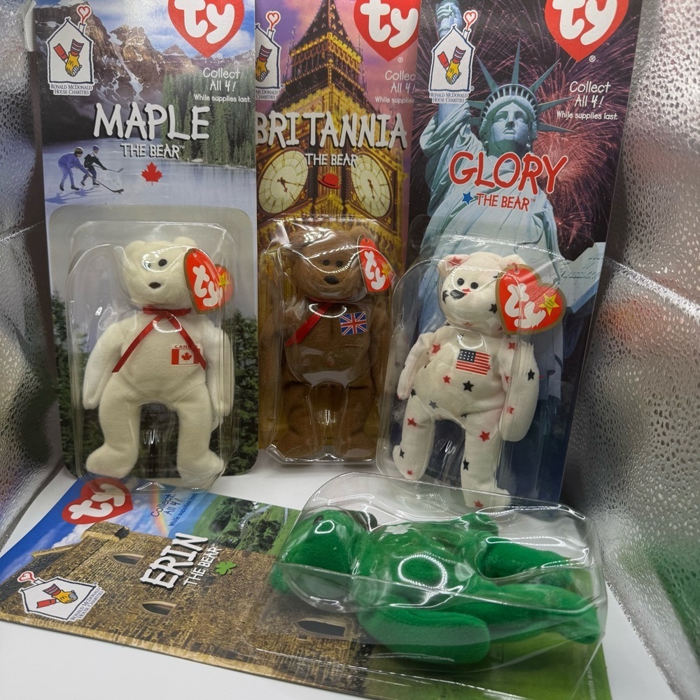 1999 McDonald's TY Beanie Babies International Bears Complete Set Of 4 UNOPENED